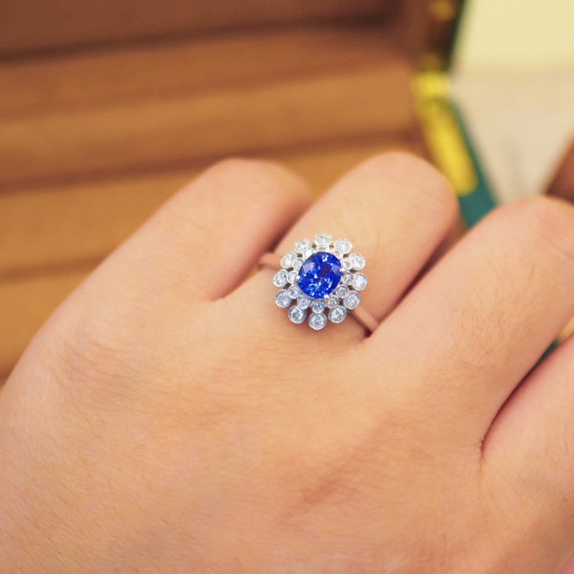 14k Gold 1.68 Ctw Natural Sapphire & Diamond Ring - 4