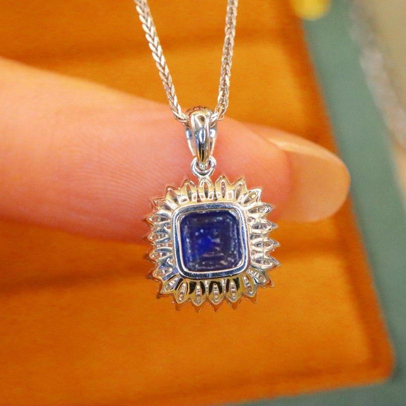 14k Gold 1.37 Ctw Natural Sapphire & Diamond Pendant( Without Chain ) - 3