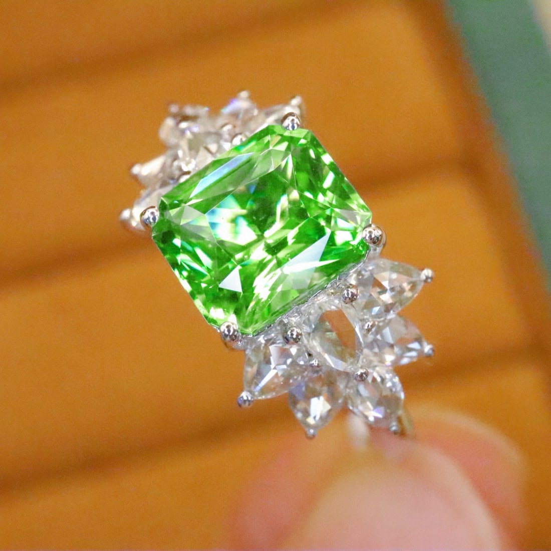 14k Gold 2.62 Ctw Natural Tsavorite & Diamond Ring - 2