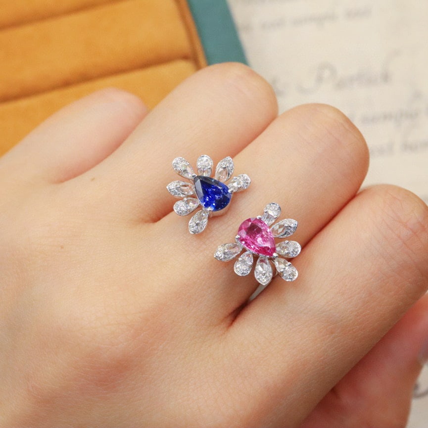 14k Gold 2.24 Ctw Natural Sapphire & Diamond & Toi Et Moi Ring - 4