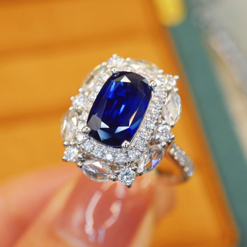 14k Gold 3.43 Ctw Natural Sapphire & Diamond Ring/pendant( Without Chain ) - 2