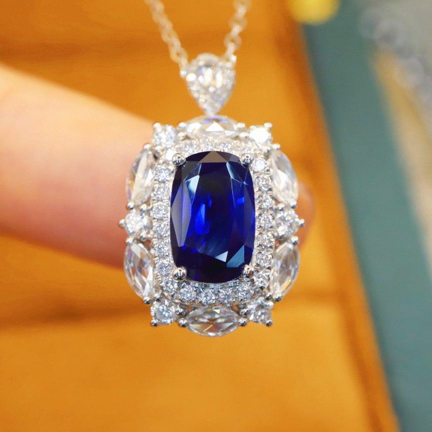 14k Gold 3.43 Ctw Natural Sapphire & Diamond Ring/pendant( Without Chain ) - 3