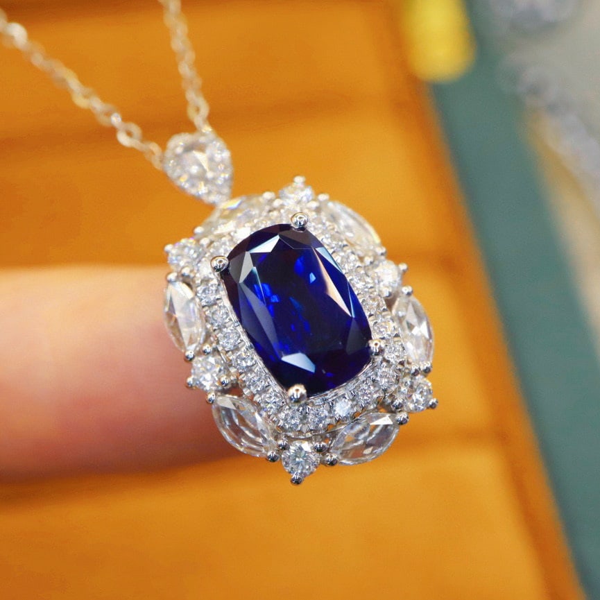 14k Gold 3.43 Ctw Natural Sapphire & Diamond Ring/pendant( Without Chain ) - 4