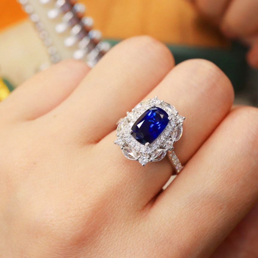 14k Gold 3.43 Ctw Natural Sapphire & Diamond Ring/pendant( Without Chain ) - 6