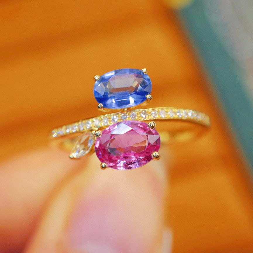 14k Gold 1.46 Ctw Natural Sapphire & Diamond Ring - 2
