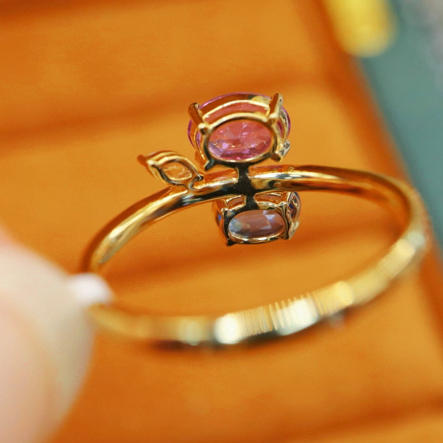 14k Gold 1.46 Ctw Natural Sapphire & Diamond Ring - 4