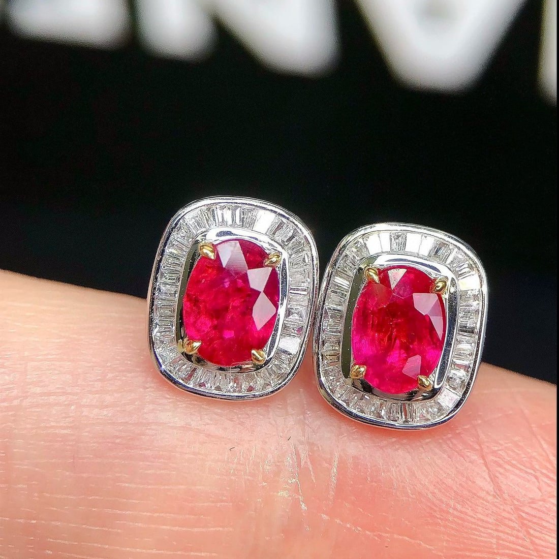 14k Gold 2.15 Ctw Natural Ruby & Diamond Earrings - 2