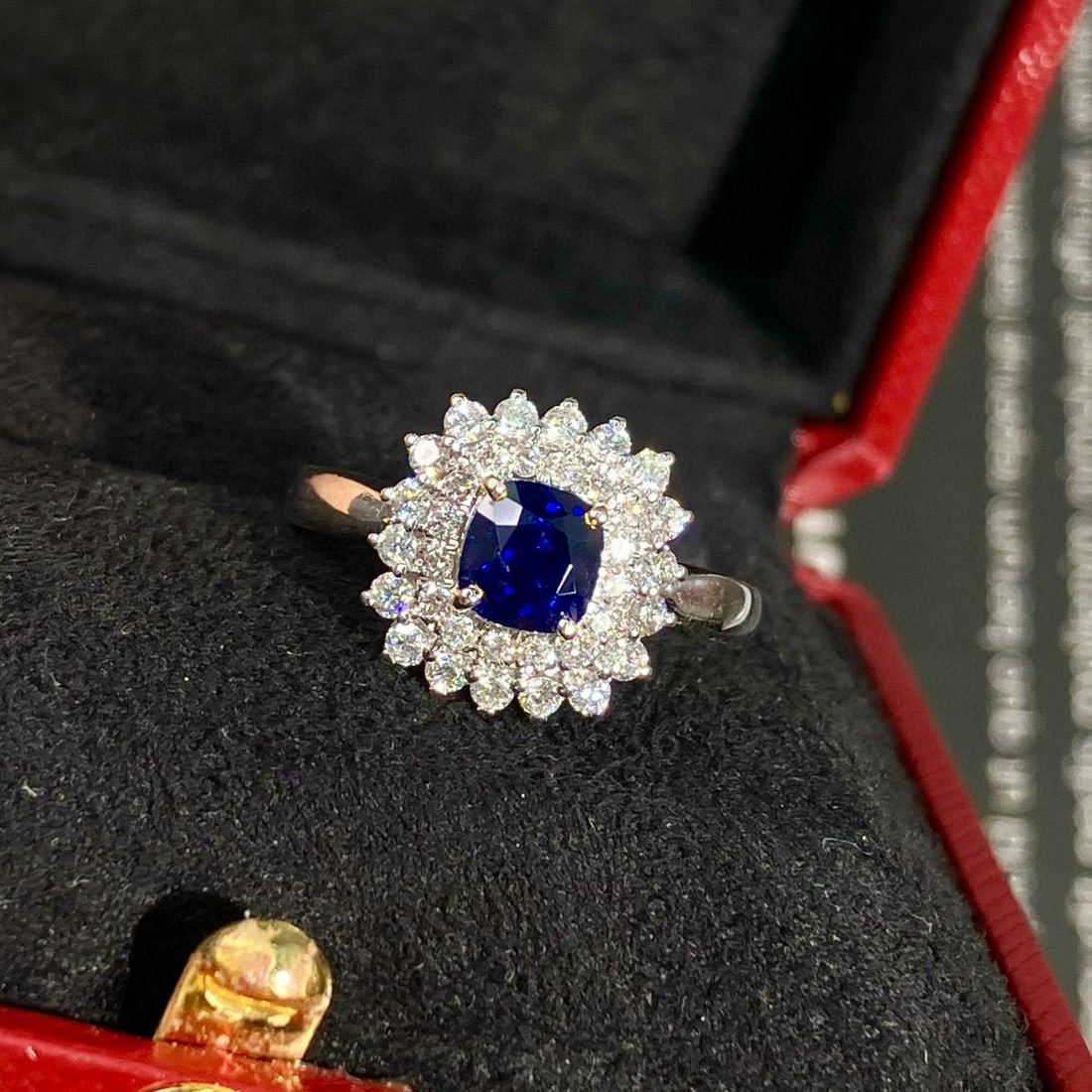 14k Gold 1.12 Ct Natural Sapphire & Diamond Ring - 2