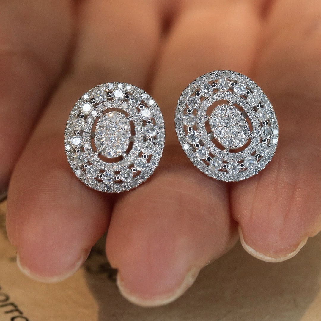 14k Gold 1.00 Ct Natural H Diamond Earrings - 3
