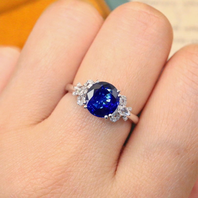 14k Gold 2.15 Ctw Natural Sapphire & Diamond Ring - 4