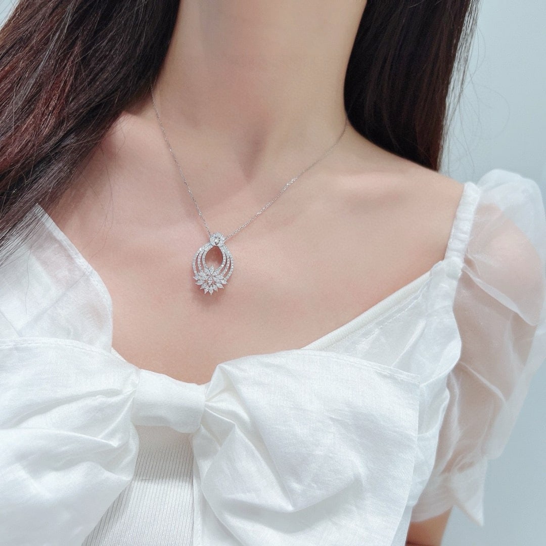 14k Gold 1.43 Ct Natural H Diamond Necklace - 2