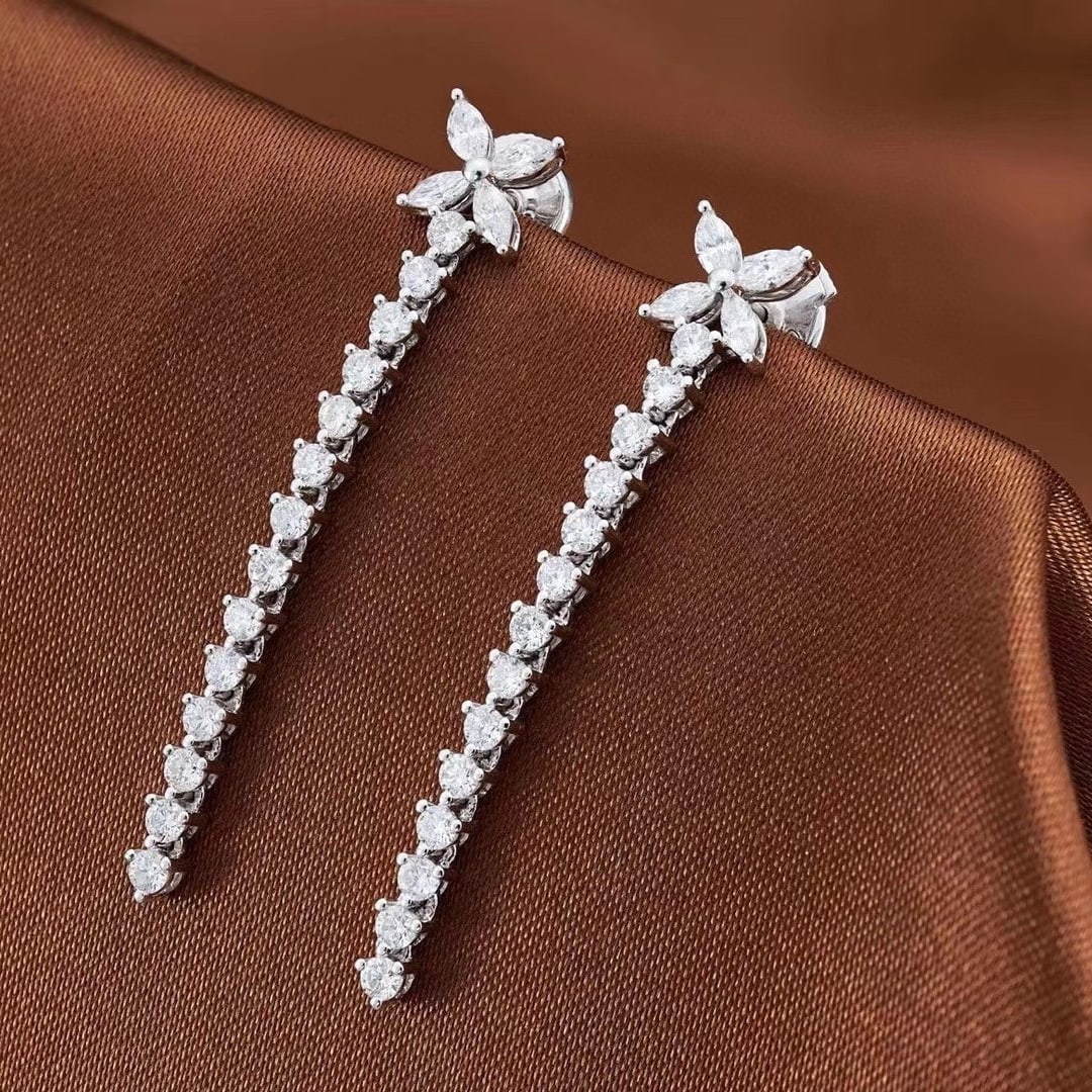 14k Gold 1.66 Ctw Natural H Diamond Earrings - 4