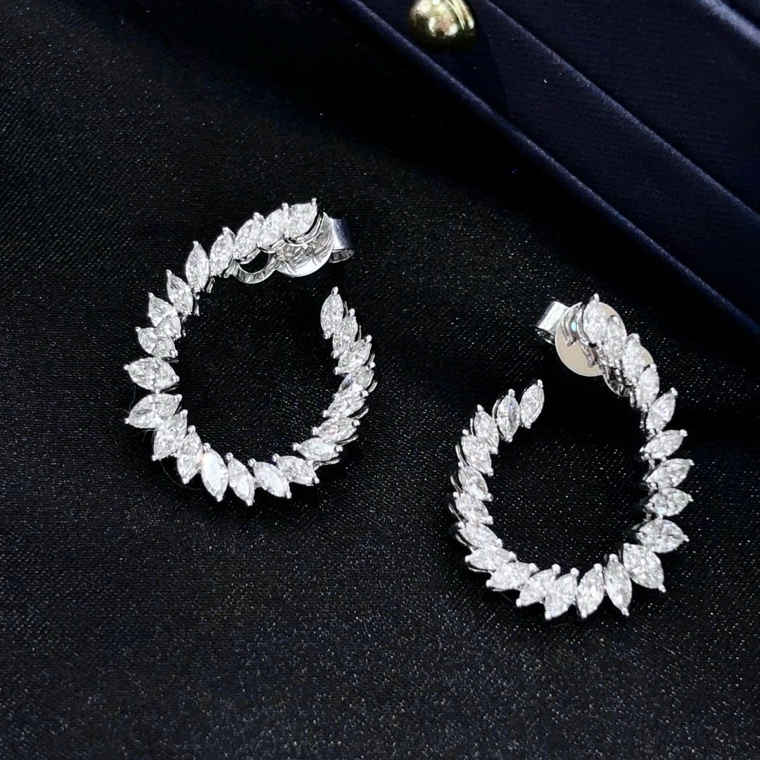 14k Gold 2.00 Ct Natural H Diamond Earrings - 2