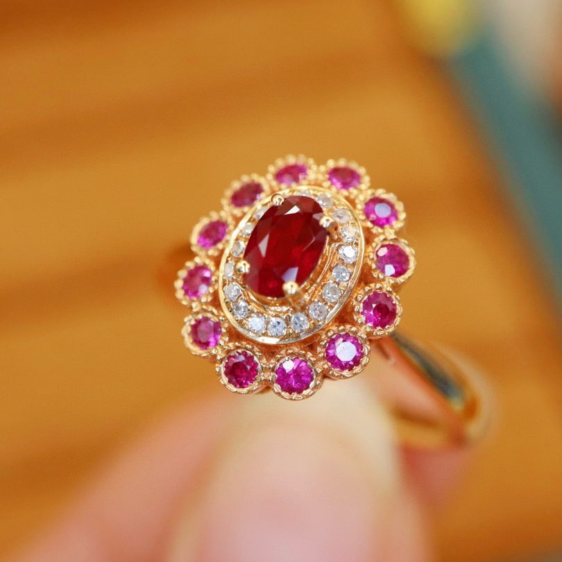 14k Gold 0.67 Ctw Natural Ruby & Ruby Ring - 5