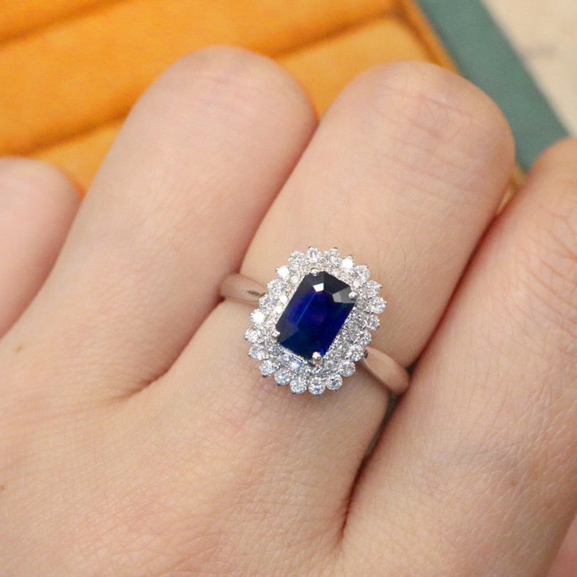 14k Gold 1.87 Ctw Natural Sapphire & Diamond Ring - 3