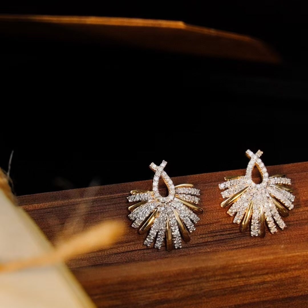 14k Gold 0.52 Ct Natural H Diamond Earrings - 2
