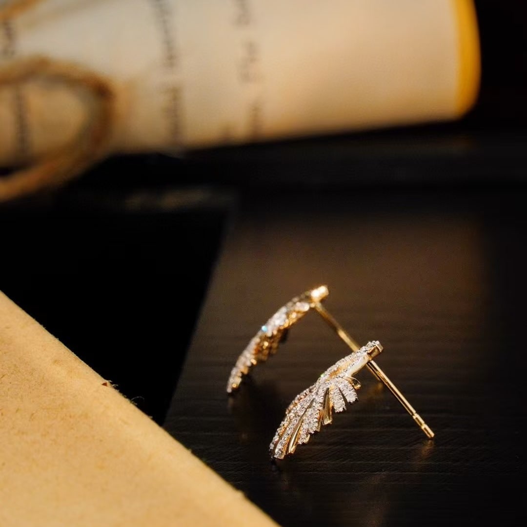 14k Gold 0.52 Ct Natural H Diamond Earrings - 5