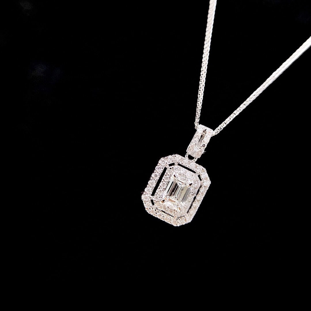 Gia Certified 14k Gold 0.5 Ct Natural E Si1 Emerald Diamond Necklace - 3