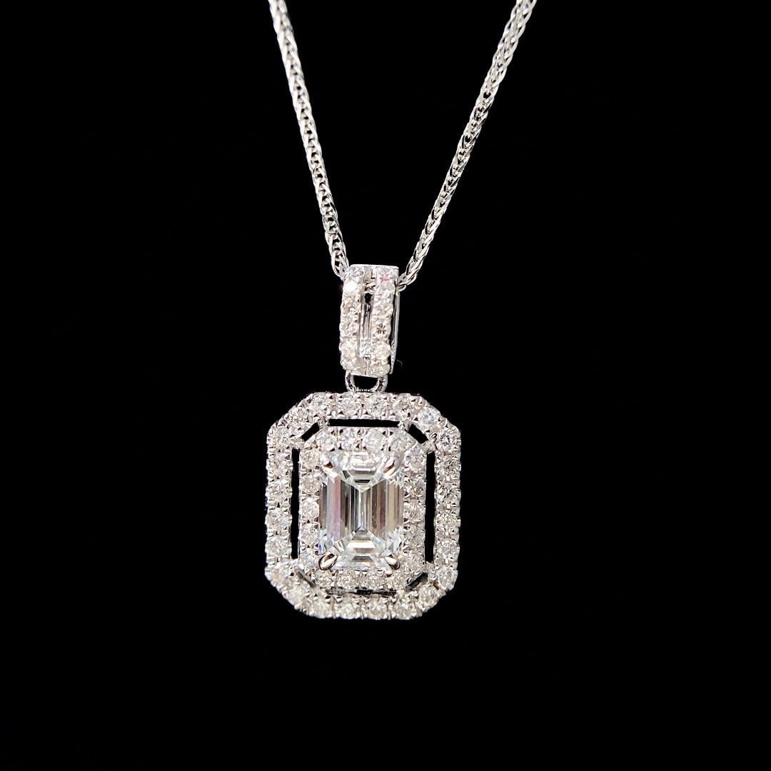 Gia Certified 14k Gold 0.5 Ct Natural E Si1 Emerald Diamond Necklace - 5