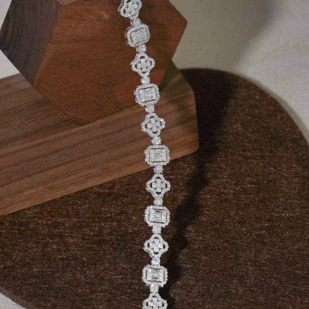 14k Gold 3.5 Ct Natural H Diamond Bracelet - 4