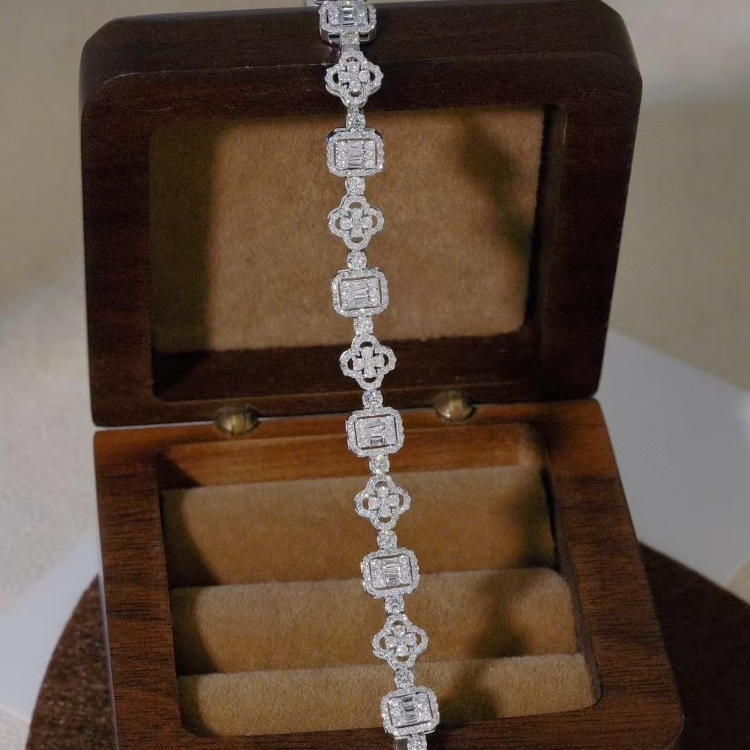 14k Gold 3.5 Ct Natural H Diamond Bracelet - 5