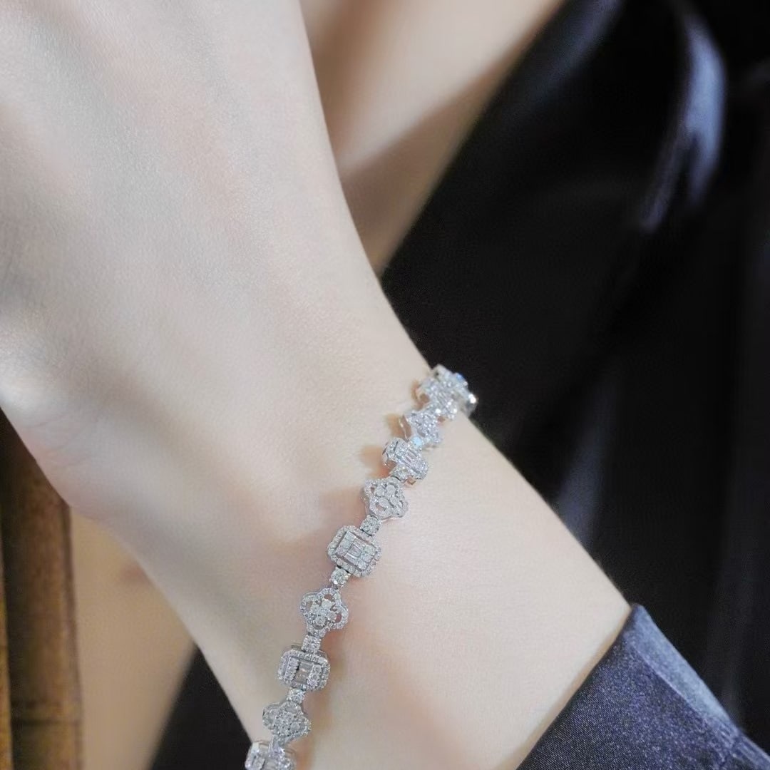 14k Gold 3.5 Ct Natural H Diamond Bracelet - 6