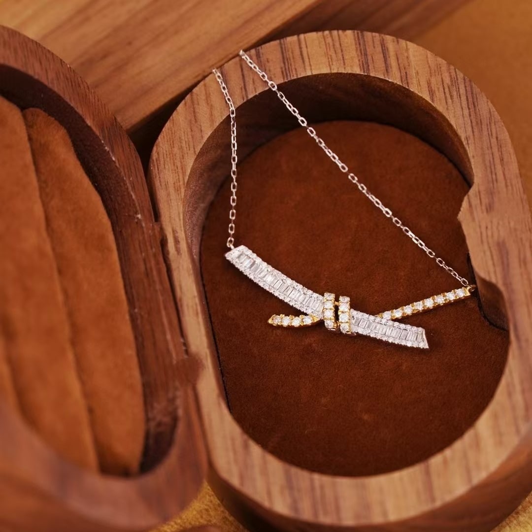 14k Gold 0.55 Ct Natural H Diamond Necklace - 2