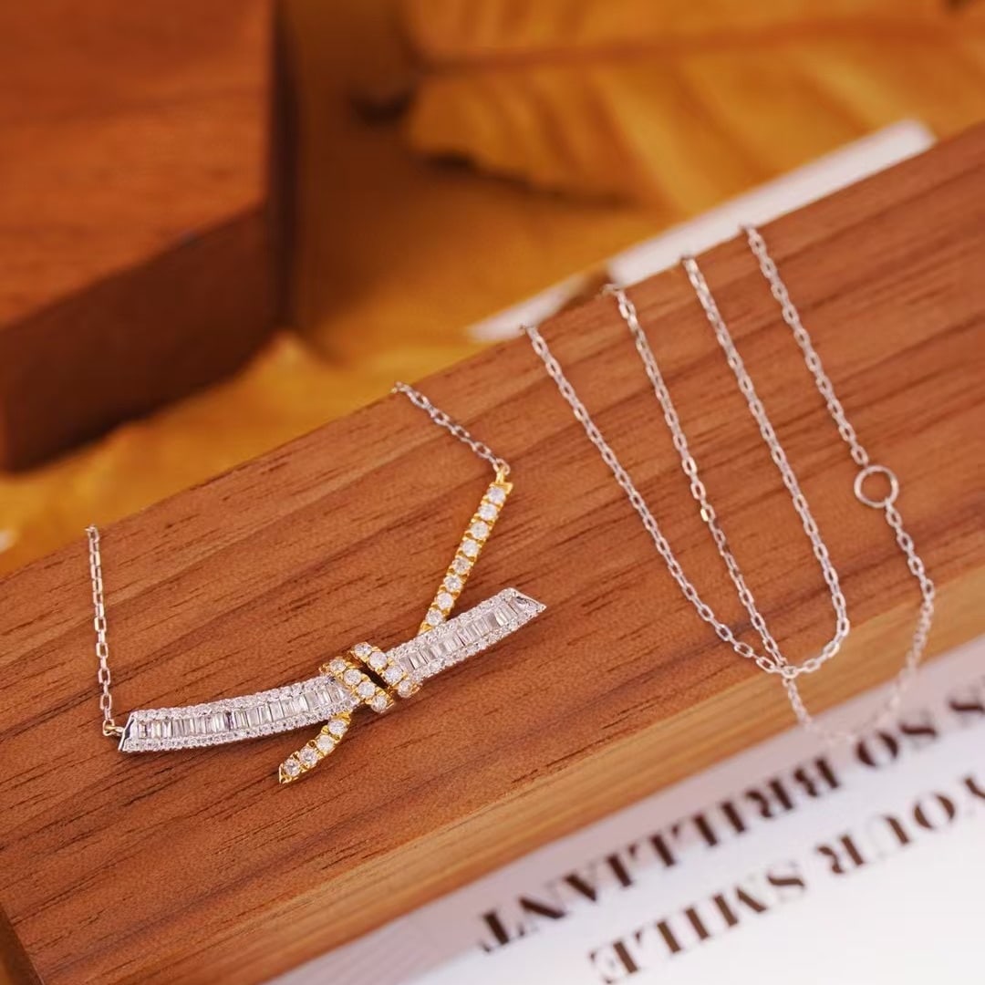 14k Gold 0.55 Ct Natural H Diamond Necklace - 5