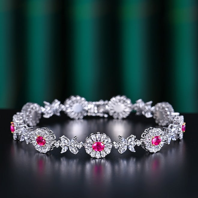 14k Gold 6.86 Ctw Natural Ruby & Sapphire Bracelet: Ref:230984019 // gold content:14k gold // main gemstone:ruby // shape:oval // carat weight:1. 76ct // color:red // treatment:natural // // adjacent gemstone 2 : sapphire // number of stones:172 // sha