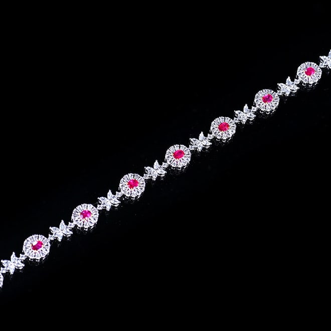 14k Gold 6.86 Ctw Natural Ruby & Sapphire Bracelet - 3