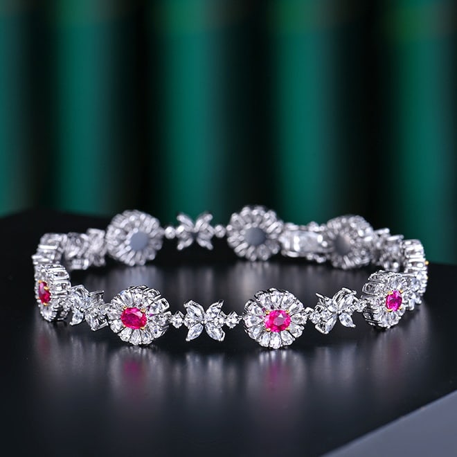 14k Gold 6.86 Ctw Natural Ruby & Sapphire Bracelet - 4