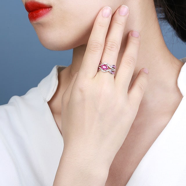 14k Gold 1.62 Ctw Natural Padparadscha Sapphire & Sapphire Ring - 2