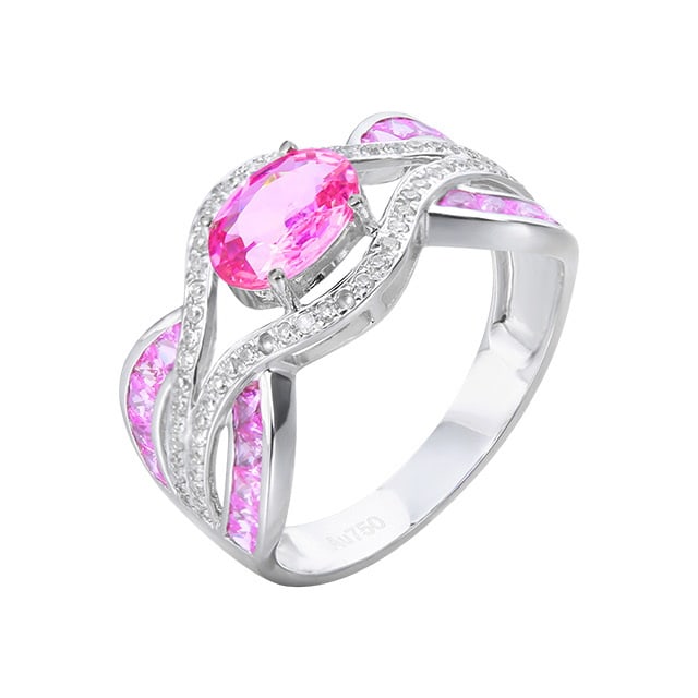 14k Gold 1.62 Ctw Natural Padparadscha Sapphire & Sapphire Ring - 3