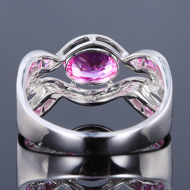14k Gold 1.62 Ctw Natural Padparadscha Sapphire & Sapphire Ring - 4
