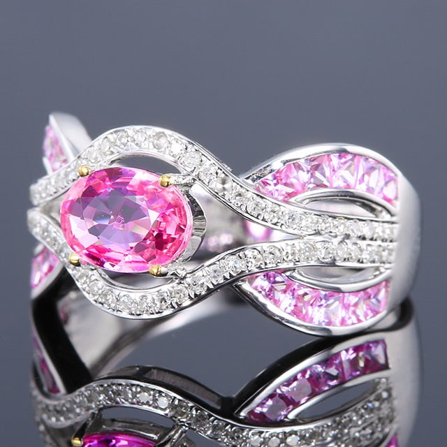 14k Gold 1.62 Ctw Natural Padparadscha Sapphire & Sapphire Ring - 6