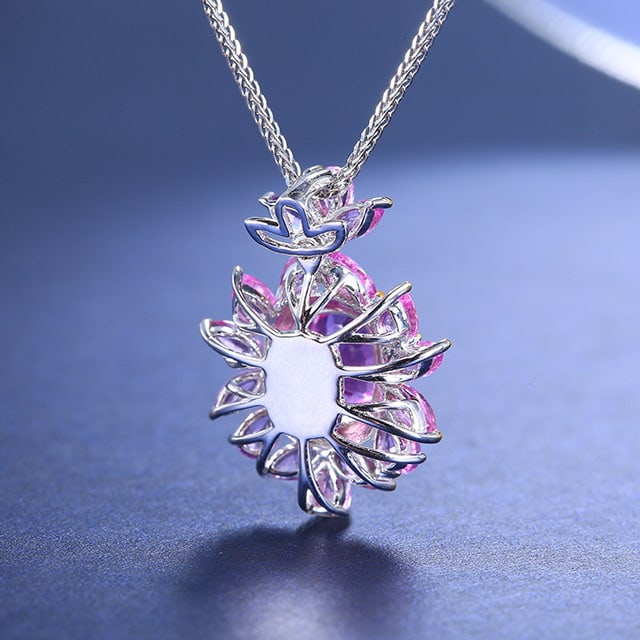 14k Gold 2.99 Ctw Natural Padparadscha Sapphire & Sapphire Pendant( Without Chain ) - 4