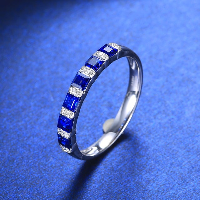 14k Gold 0.91 Ctw Natural Sapphire & Diamond Ring - 3