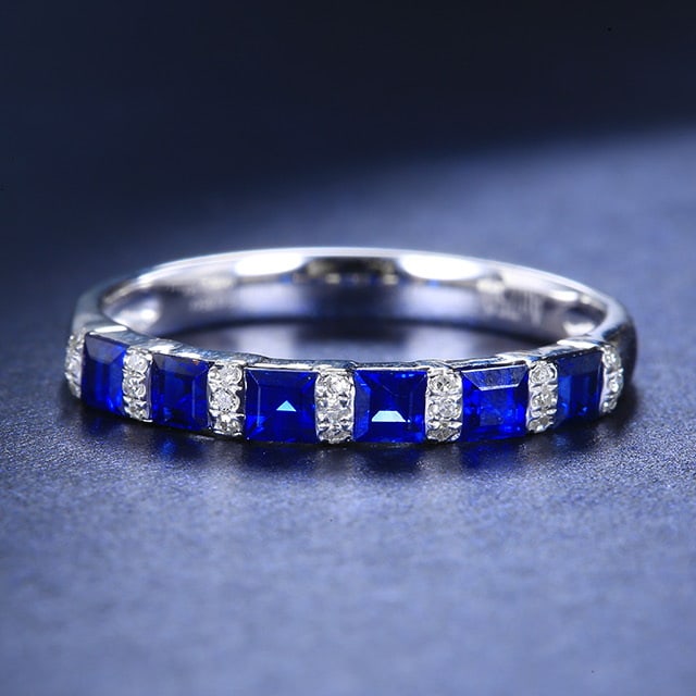 14k Gold 0.91 Ctw Natural Sapphire & Diamond Ring - 4