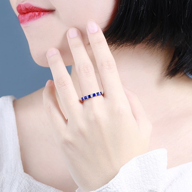 14k Gold 0.91 Ctw Natural Sapphire & Diamond Ring - 5