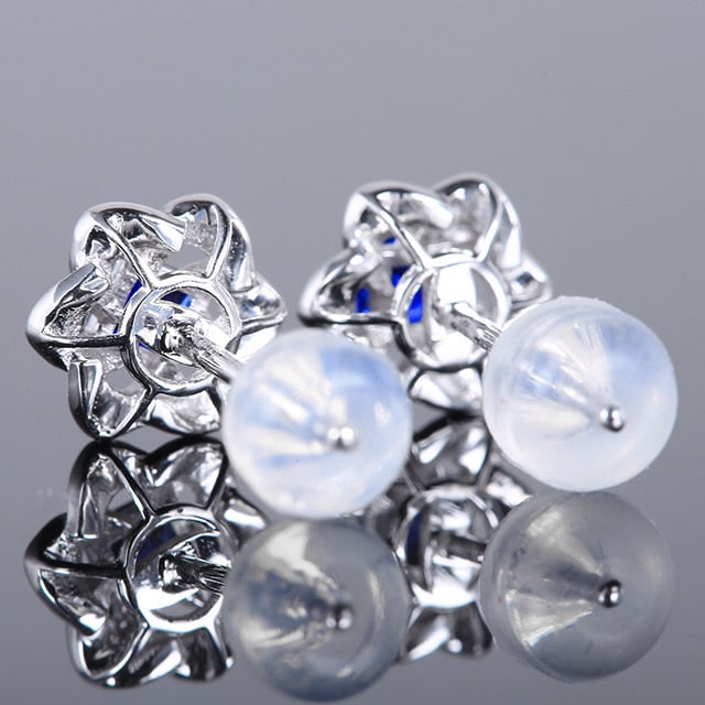 14k Gold 0.59 Ctw Natural Sapphire & Diamond Earrings - 5