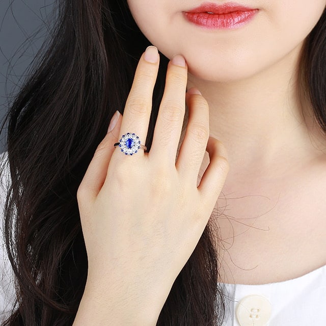 14k Gold 1.07 Ctw Natural Sapphire & Diamond Ring - 2