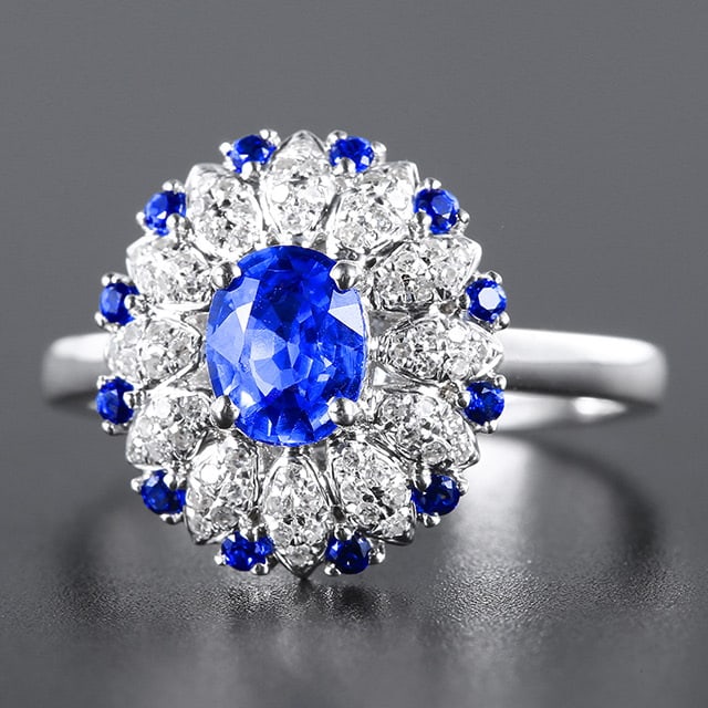 14k Gold 1.07 Ctw Natural Sapphire & Diamond Ring - 4