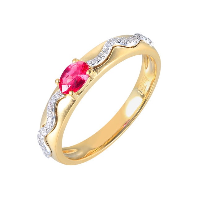14k Gold 0.38 Ctw Natural Ruby & Diamond Ring - 3
