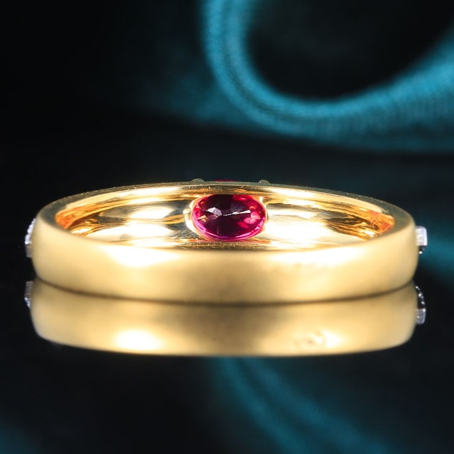 14k Gold 0.38 Ctw Natural Ruby & Diamond Ring - 4