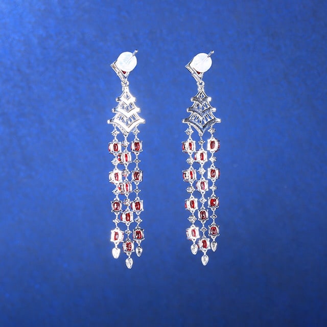 14k Gold 5.90 Ctw Natural Ruby & Diamond Earrings - 4