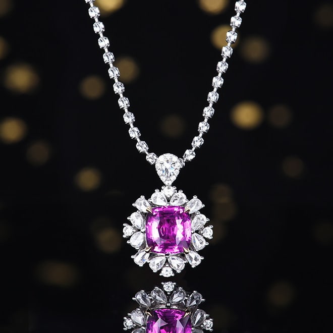 14k Gold 1.94 Ctw Natural Sapphire & Diamond Ring/pendant( Without Chain ): Ref:230984035 // gold content:14k gold // ring size:7. 25us // // main gemstone:sapphire // shape:cushion // carat weight:1. 55ct // color:pink // treatment:natural // // adjacent gemstone 2 :