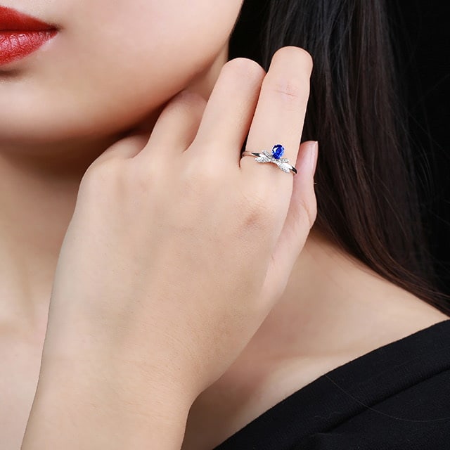 14k Gold 0.50 Ctw Natural Sapphire & Diamond Ring - 2