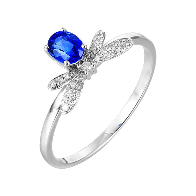 14k Gold 0.50 Ctw Natural Sapphire & Diamond Ring - 3