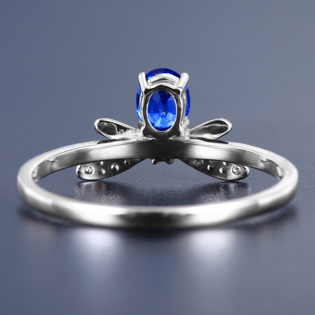 14k Gold 0.50 Ctw Natural Sapphire & Diamond Ring - 4