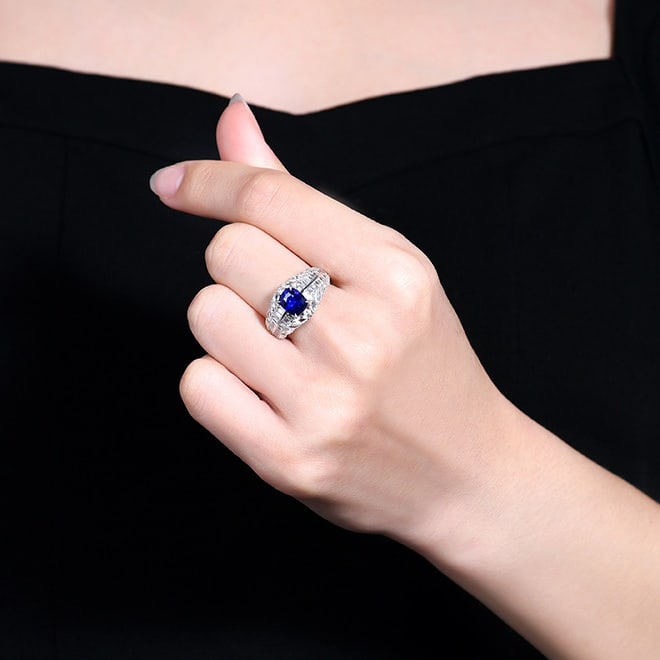 14k Gold 3.26 Ctw Natural Sapphire & Diamond Ring - 3